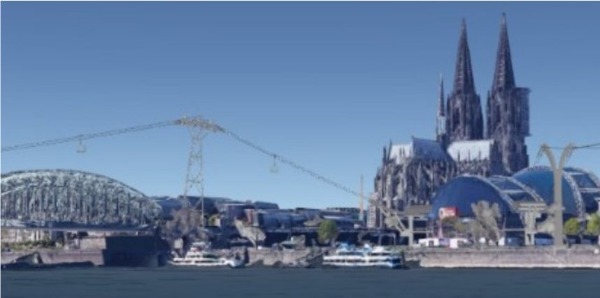 Visualizzazione di una funivia sul Reno a Colonia